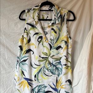 Chico's No Iron Sleeveless Linen Blouse Size 1 (8-10)